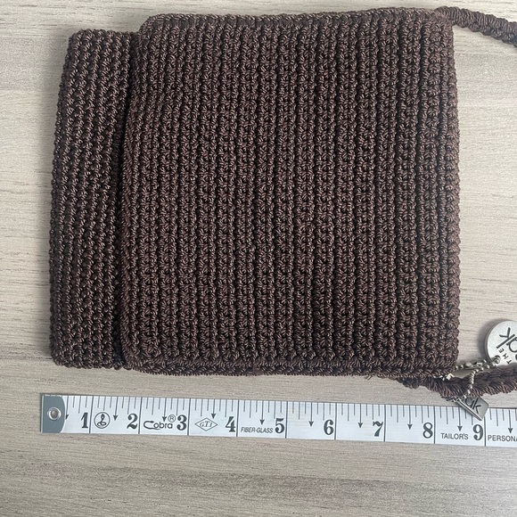 The Sak | The Costa Mesa Crossbody Crochet Flap Purse Chocolate Brown Handmade - Picture 6 of 7